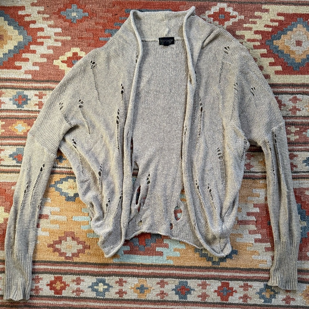 Topshop Women's Knit 'Holy' Beige Cardigan